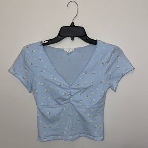 Brandy Melville Blue Floral Gina Top